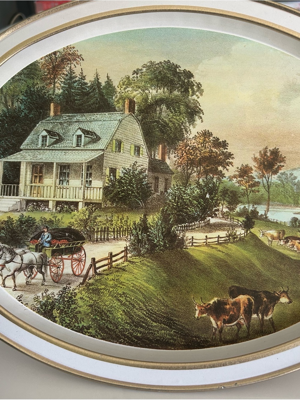 Vintage Currier and Ives Metal
Tray The American Homestead - Summer